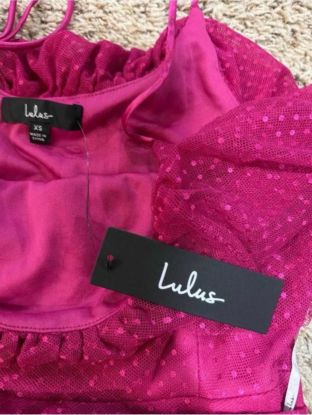 Lulu's Fuchsia Polka Dot Maxi Dress with Tie Straps